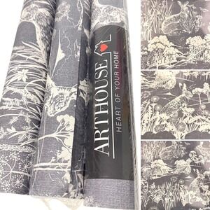 Arthouse Meadow Hare Navy Wallpaper 909606 Woodland Animal Print 3 Rolls Cottage
